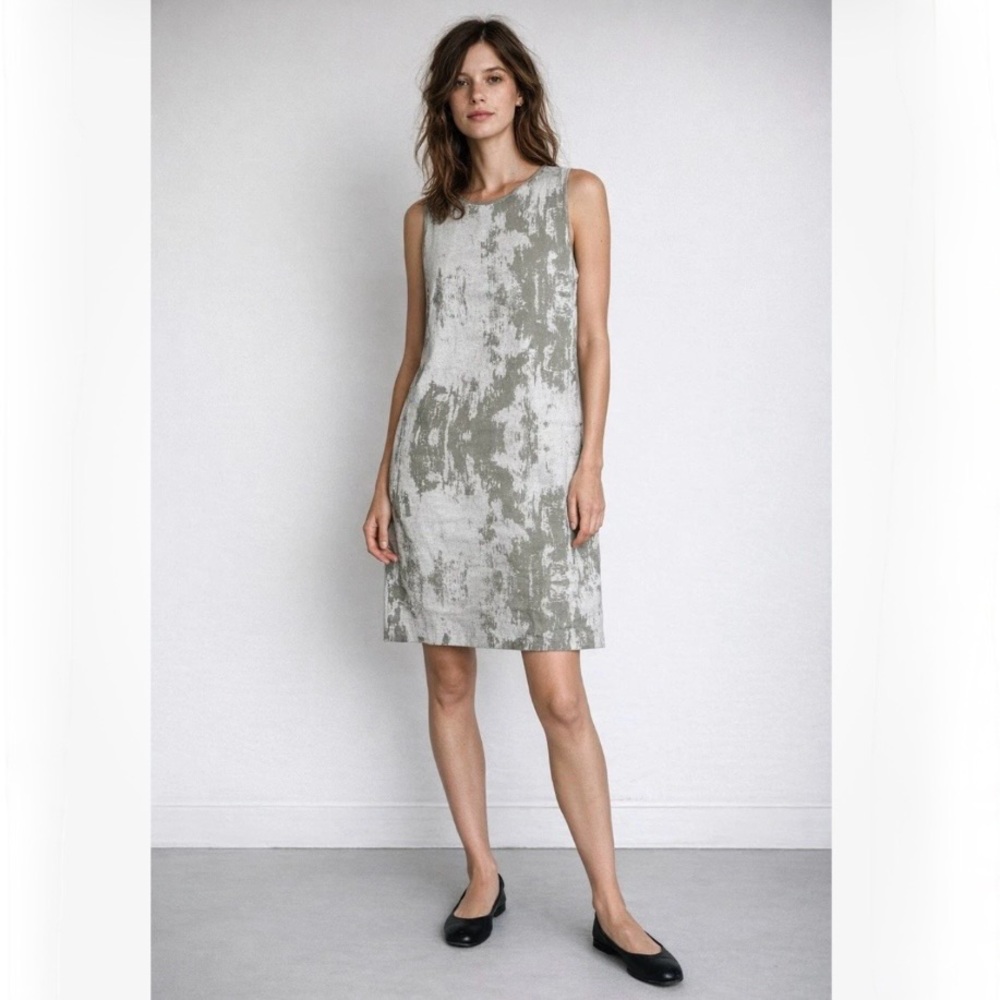 UZI NYC Shift Dress Cotton Lawn XS S M Free Size Stone Bark Minimalist Statement